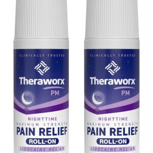 Theraworx Nighttime Maximum Strength Pain Relief Roll-on with Lidocaine – 2.5 oz - 2 Count