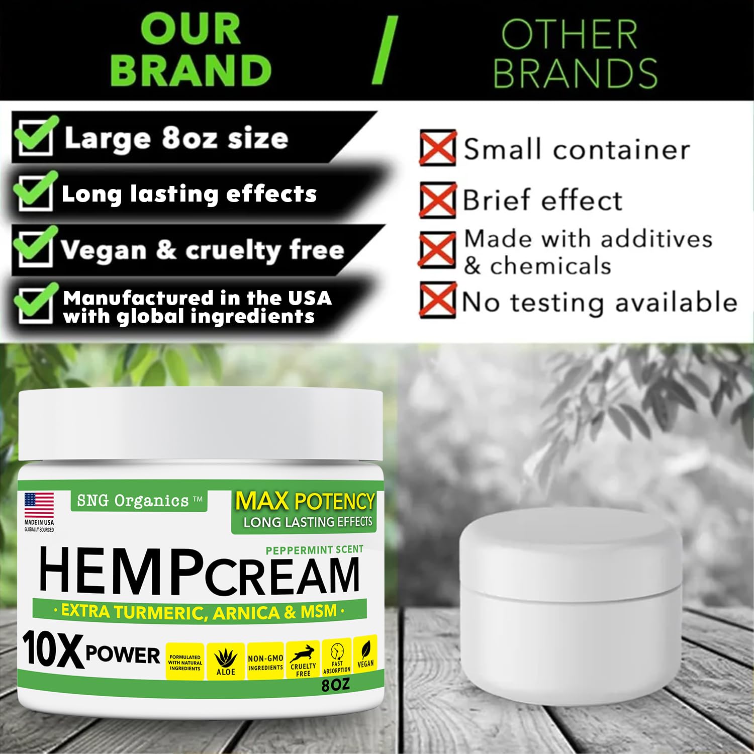 Super Natural Goods Hemp Cream with Hemp Oil, Turmeric, Arnica & Menthol – Botanical Cream with a Cooling Sensation for Localized Application (8oz) - Image 7