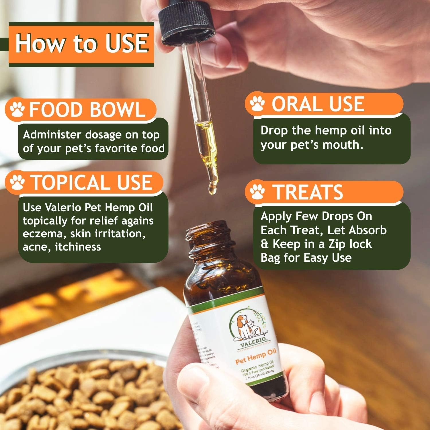 Valerio Pets Hemp Oil for Dogs and Cats - 1 Oz - Hemp Oil Drops with Omega Fatty Acids - Hip and Joint Support and Skin Health - Image 4