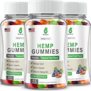 3 Packs Hemp Gummies for Pain, Sleep, Anxiety - Hemp Gummy 100% Natural Organic Extra Strength High Potency with Pure Hеmp Oil Extract Vegan Bear Candy