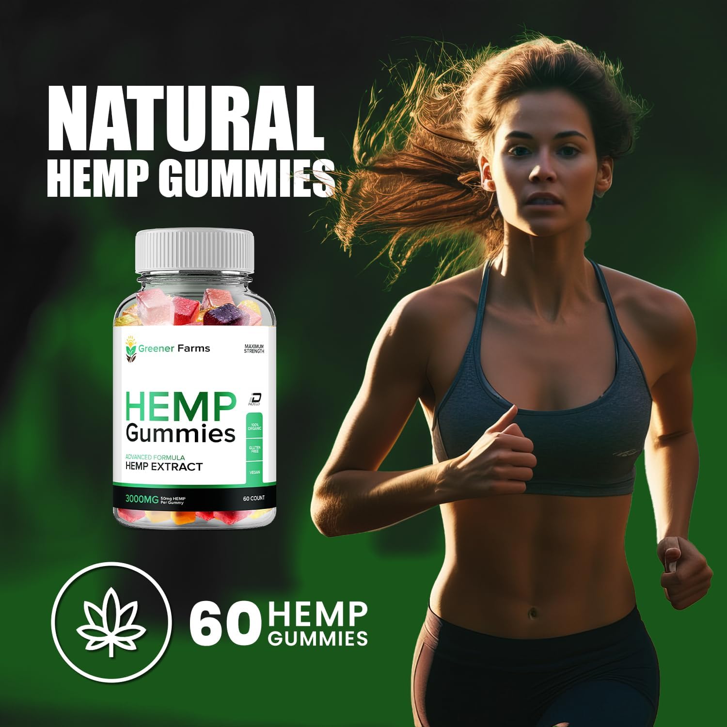 Greener Farms Gummies – GreenerFarms Advanced Formula Hemp Gummies Natural Blend Gummy Reviews (1 Pack - 60 Gummies) - Image 3