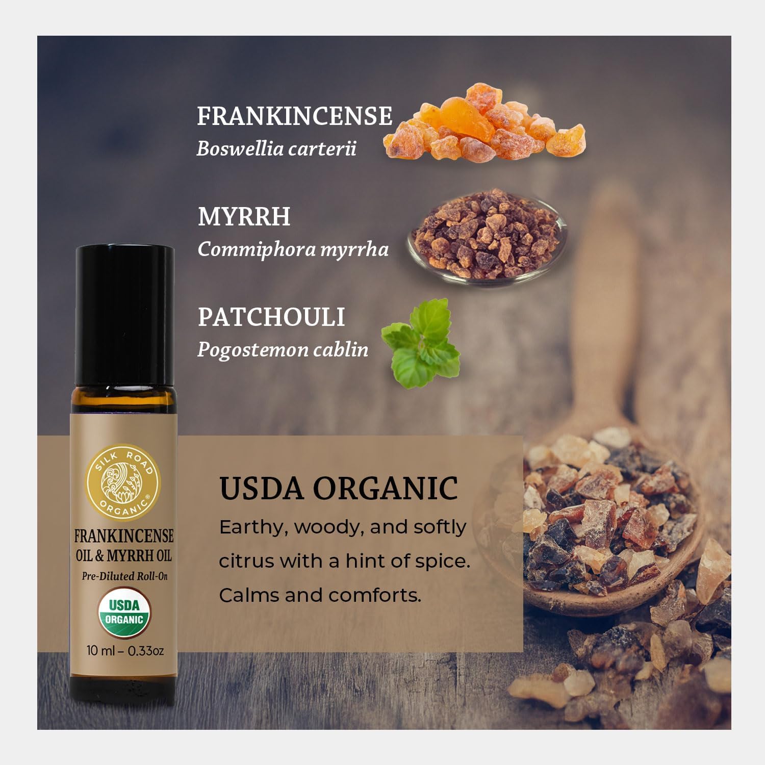 Silk Road Organic Frankincense Oil & Myrrh Essential Oil Roll On for Body Aches, Stiffness & Tingling - USDA Certified Aromatherapy Roller, 10ml - Image 7
