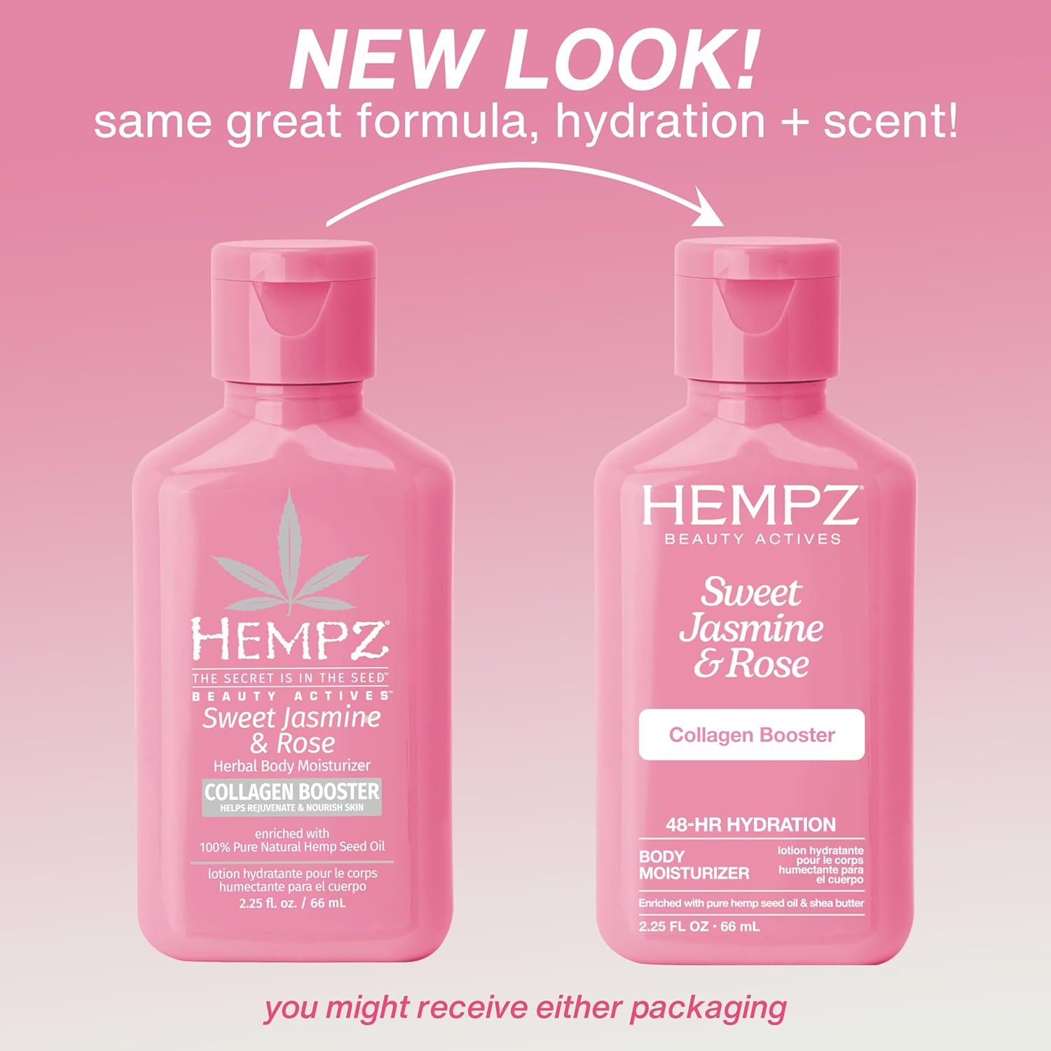 Hempz Mini Collagen-Infused Jasmine & Rose Body Moisturizer, 2.25 oz - Paraben-Free, Vegan, Cruelty-Free - Image 3