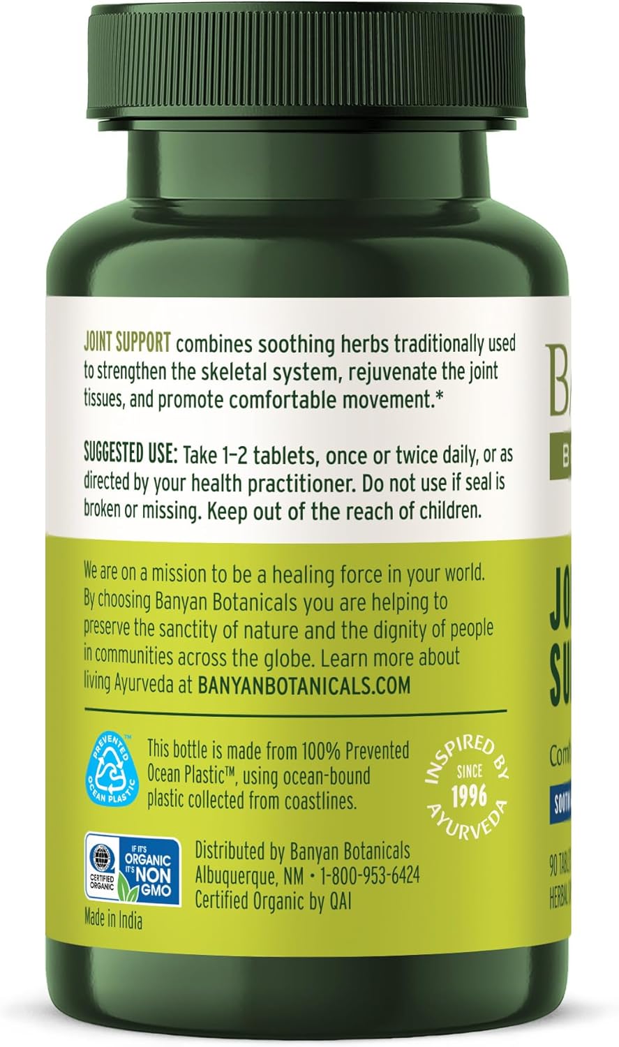Banyan Botanicals Organic Joint Support–Advanced Mobility & Flexibility Supplement with Boswellia,Guggulu Resin & Turmeric–Natural Lubrication for Cartilage, Bones & Muscles-90 Tablets-USDA Organic - Image 9
