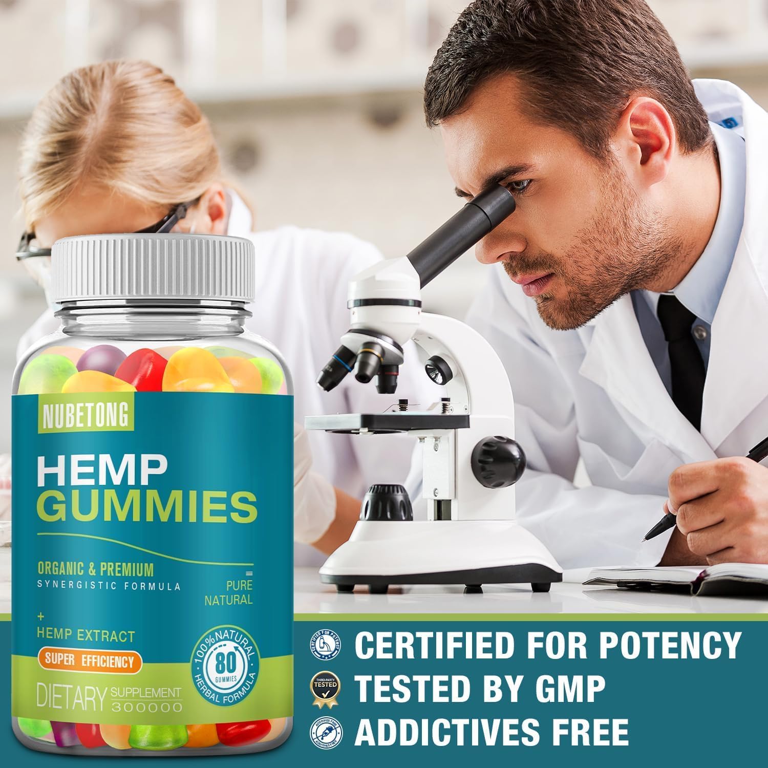 2 Packs Hemp Gummies for Sleep, Pain, Anxiety Relief High Potency Supplement Edible Bear Gummy Extra Strength Pure Natural Hemp Oil Extract Non-GMO, Vegan - Image 2