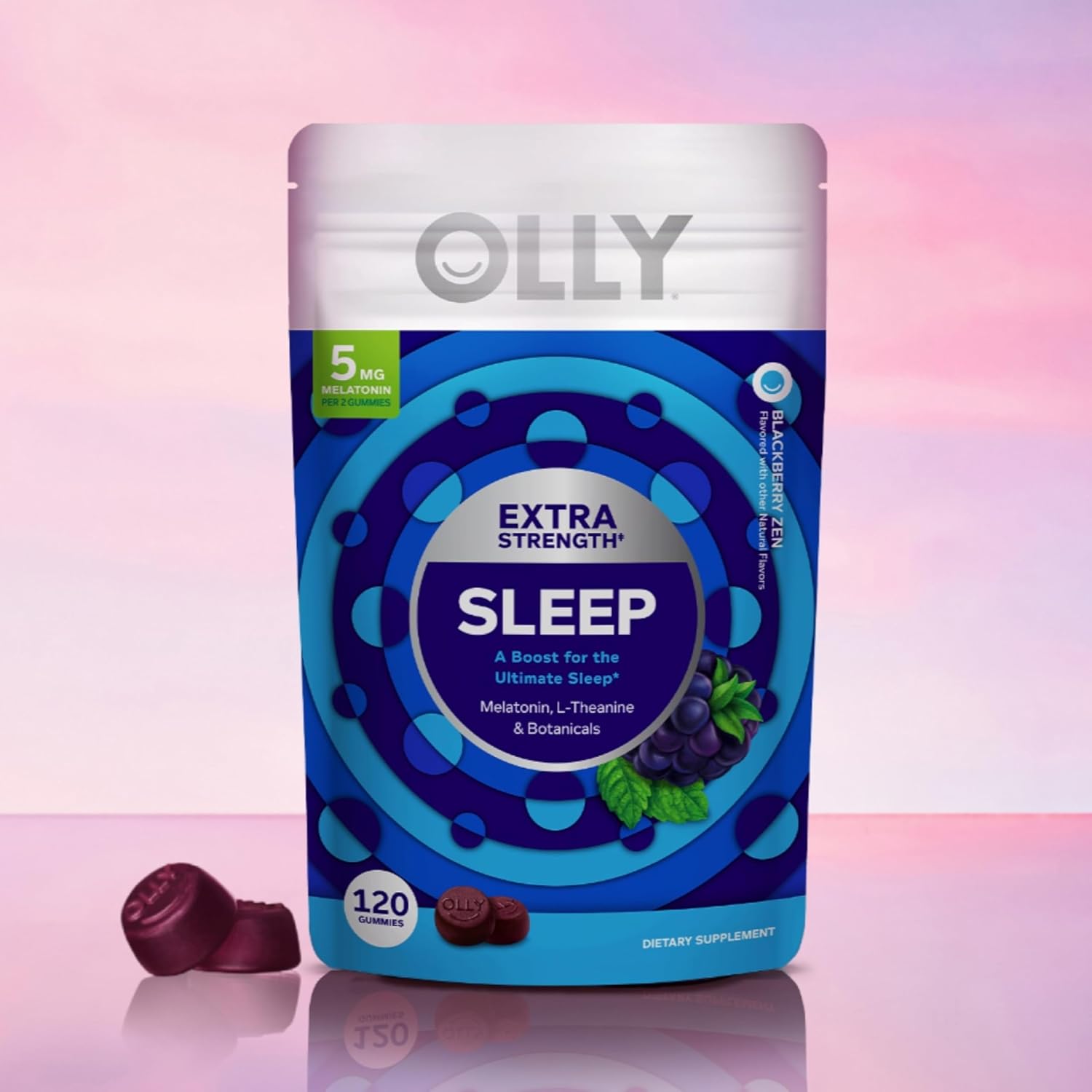 OLLY Extra Strength Sleep Gummy, 5 mg Melatonin, L-Theanine, Chamomile, Lemon Balm Extracts, Sleep Aid, BlackBerry Flavor - 120 Count - Image 11