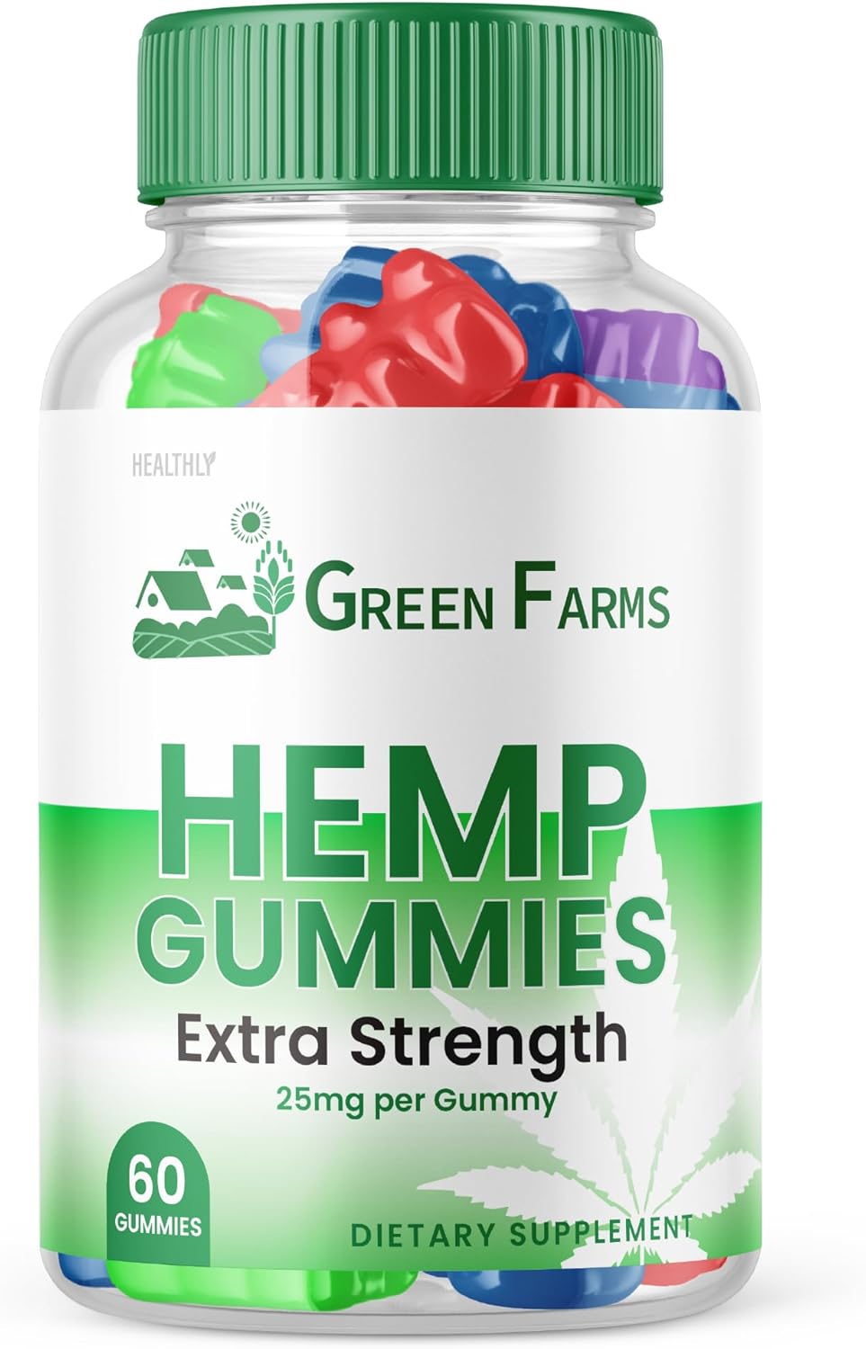 Green Farms Hemp Gummies - Official Formula - Green Farms Gummies with Hemp Extract 500 mg Extra Strength Performance Hemp Blend, Great Taste, Big Size Gummy, New 2023 1500mg Per Bottle (60 Gummies)