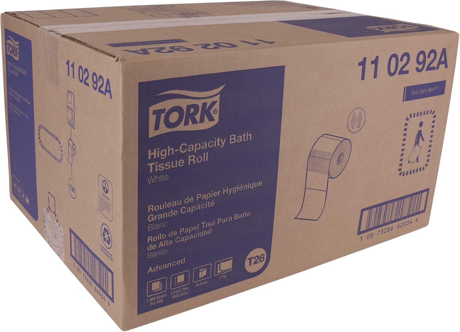 Tork High-Capacity Toilet Paper Roll White T26, Advanced, 2-Ply, 36 x 1000 sheets, 110292A - Image 9