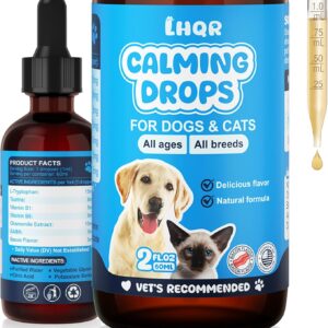 Cat Melatonin Natural Calming Liquid - 60ML Calming Drops for Dog for Anxiety & Stress Relief - Separation, Thunder, Fireworks Support - Calming Pet Supplement for Small Large All Breeds
