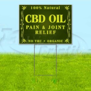 CBD Oil Pain & Joint Relief (18" X 24") Yard Sign, Quantity Discounts, Multi-Packs, Includes Metal Step Stake, Bandit Sign