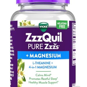 ZzzQuil Pure Zzzs, +Magnesium Capsules, L-Theanine and Magnesium, Sleep Aid, 4-in-1 Magnesium: Citrate, Bisglycinate, Oxide, and Carbonate, Sleep Aids for Adults, 90 Sleep Capsules