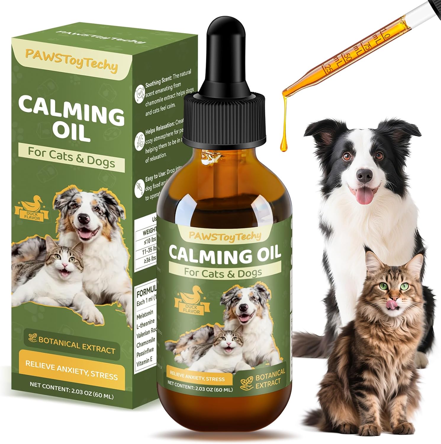 Calming Oil for Dogs & Cats, Relief Stress for Dogs, Reduces Conflict Between Cats Effective Anxiety Relief for Cats 60ml (B)