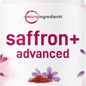 Micro Ingredients Saffron+ Advanced Supplements, 60 Veggie Capsules β 10-in-1 with Saffron Extract, High Absorption Fat-Soluble Vitamin C, Magnesium, Turmeric & KSM-66 Ashwagandha β Filler Free