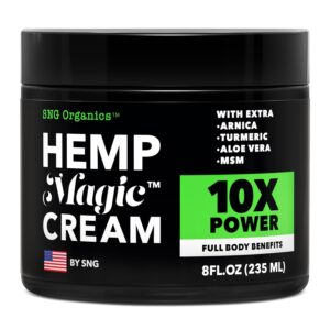 Magic Hemp Cream with Hemp Oil, Turmeric, Arnica & Menthol – Botanical Cream with a Cooling Sensation for Localized Application (8oz)