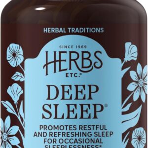 Herbs Etc. Deep Sleep Softgels - Herbal Sleep Support Supplement - Rest & Calming Support with Passionflower, Chamomile & Lemon Balm - 60 Softgels (60 Servings)