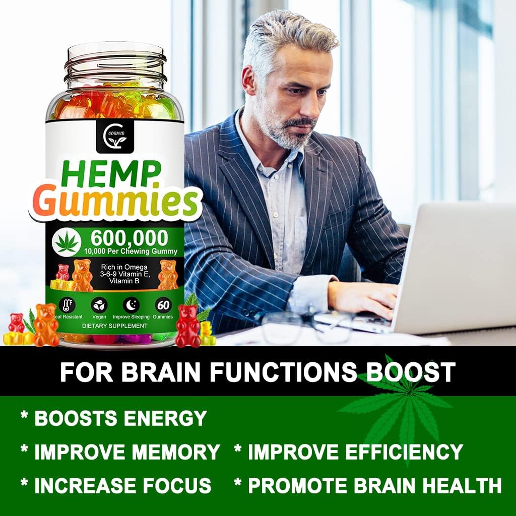 (3 Pack) High Potency Hemp Gummies 600,000 Extra Strength - Stress, Sleep, Mood, Calming, Focus, Relaxation Supplements, 100% Natural Hemp Oil Extract Infused Gummies, Vegan, Non-GMO, Gluten-Free - Image 5