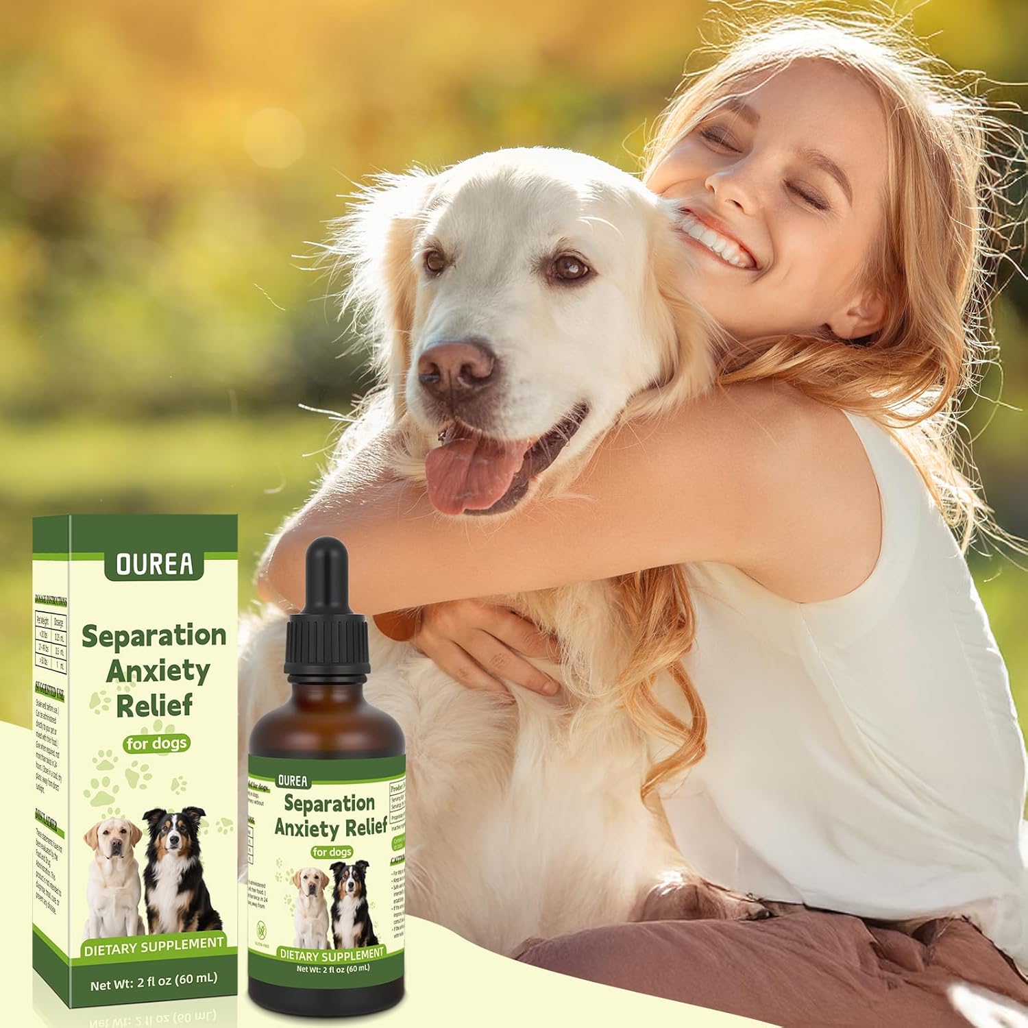Ourea Separation Anxiety Relief for Dogs, Calming Care for Dogs, Helps Relieve Anxiety During Separation, Valerian Root for Anxiety Drops, Easy to Use (2 fl oz) - Image 2