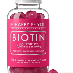 Biotin Gummies 10,000mcg – 120 Count – Supports Healthy Hair & Stronger Nails – Fast Absorption Supplement for Men & Women – Vegan, Non-GMO, Pectin, Gelatin Free – Made in USA