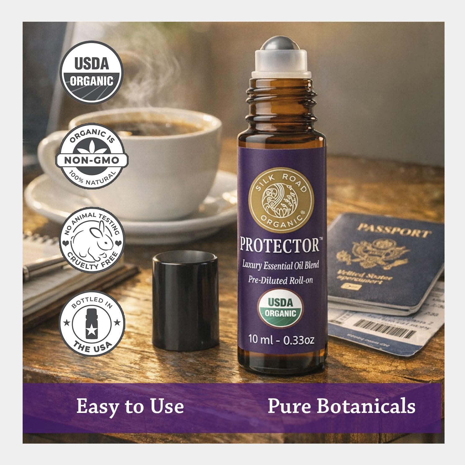 Silk Road Organic Protector Essential Oil Immunity Blend Roll On, Purifying Thieves Oil Formula, 100% Pure USDA Certified Clove Bud, Cinnamon Bark, Rosemary, Lemon, Eucalyptus - 10 ml Roller - Image 5