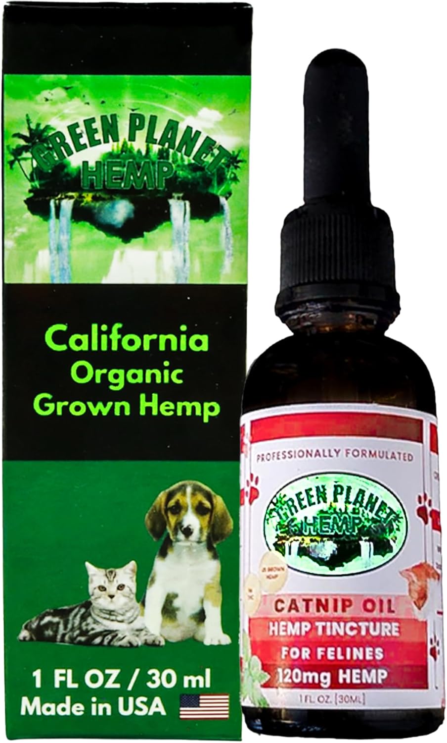 Pet Hemp Oil | Catnip Oil | Dogs and Catsl | Aids with Anxiety, Stress, Pain, Hip, Joint, and Muscle Support for Young to Senior Pets | 120MG Organic Hemp | 100% Natural | Green Planet Hemp
