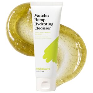 KraveBeauty Matcha Hemp Hydrating Cleanser for Dry or Sensitive Skin, Gentle, Non-Stripping Face Wash with Matcha, Hemp Seed Oil & Glycerin, Fragrance Free, 120ml