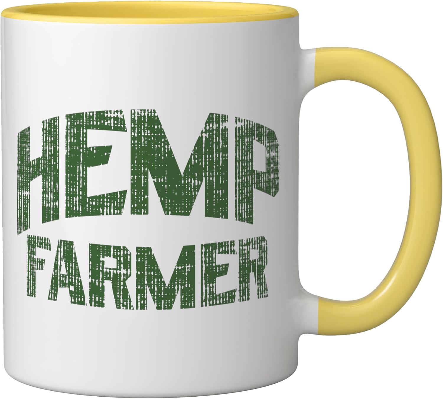 Hemp Farmer Funny Hemp Cannabis CBD Oil Dealer Grower Gift Ceramic Mug, Yellow/White - Image 2