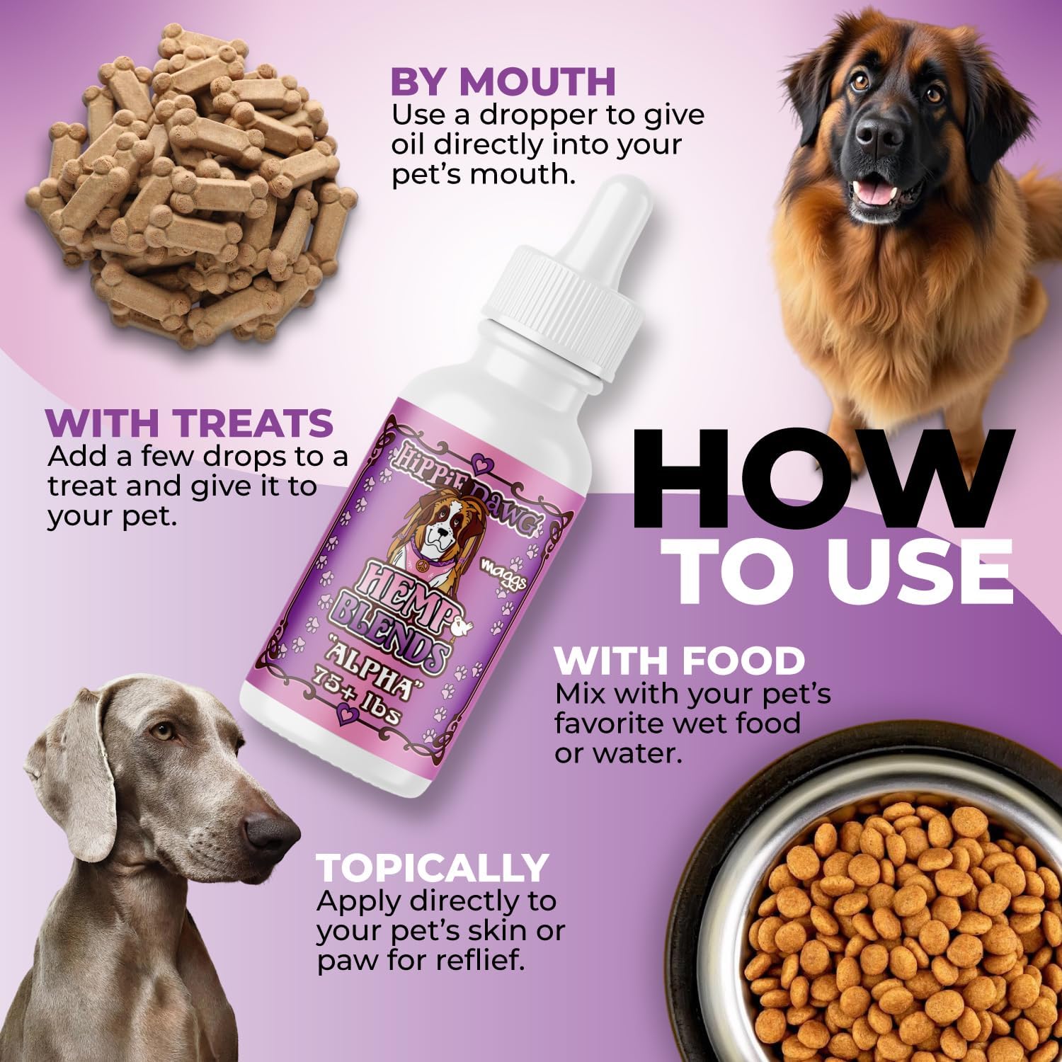 Hippie Dawg Alpha Hemp Oil for Giant Breed Dogs (75+ lbs) - Professional Strength Joint & Mobility Support - High Potency Glucosamine, Hyaluronic Acid & Collagen - 1oz - Image 5