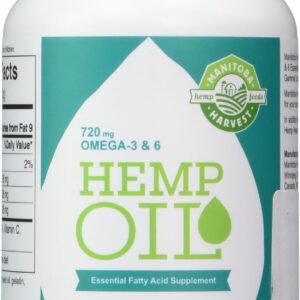 Manitoba Harvest Hemp Oil Essential Fatty Acid Supplement 1000 mg. - 60 Capsules, 2 pack