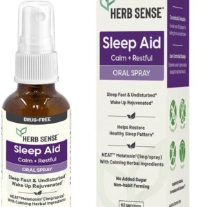 Sleep Aid, Liquid Melatonin, Natural Herbs, Calm, Restful, Oral Spray,1 oz, Drug-Free, 60 Servings