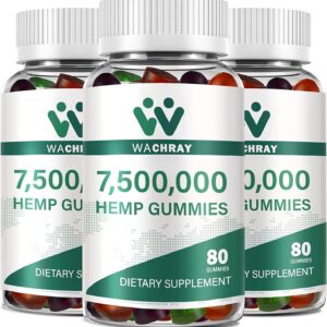 Organic Hemp Gummies High Potency for Pain Sleep Anxiety Advanced Extra Strength Edible Pure Hemp Oil Extract Relaxing Gummy Low Sugar (3-Pack)