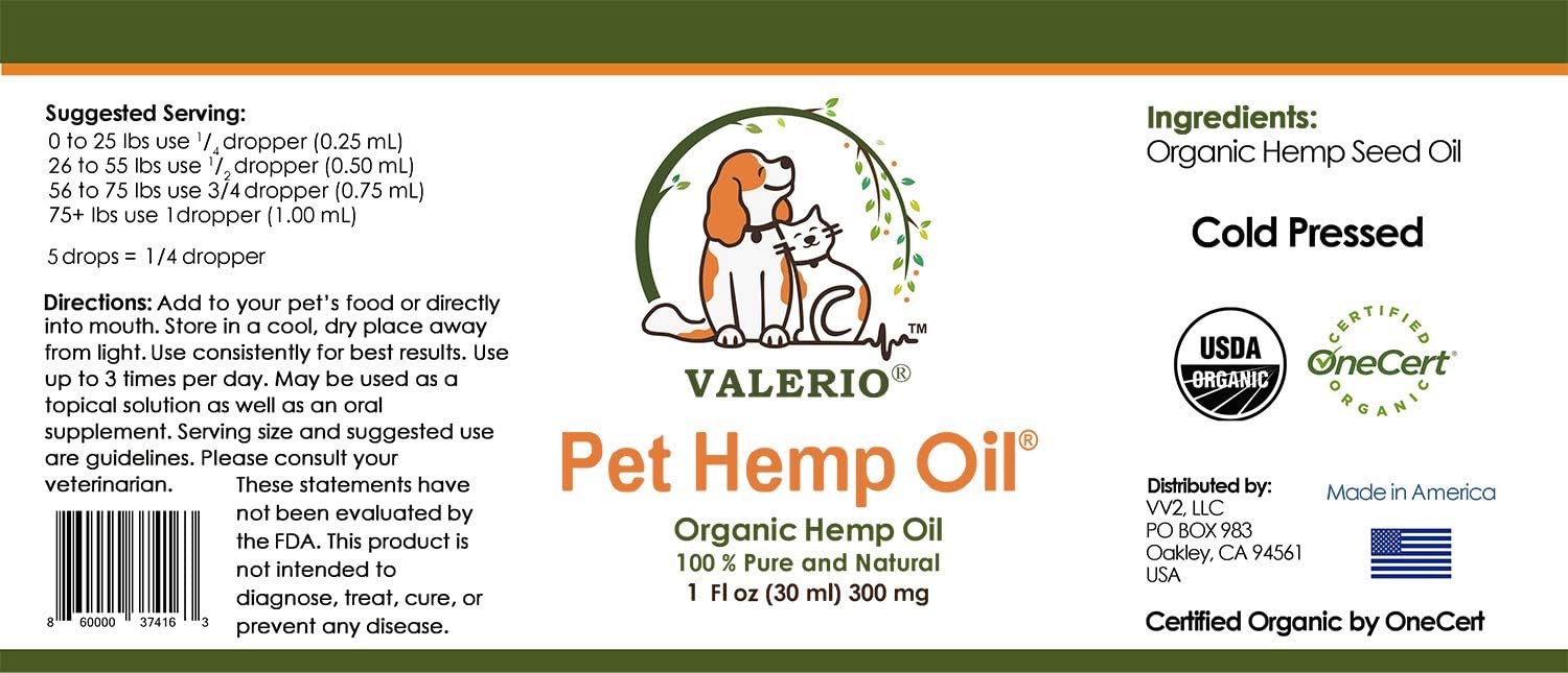 Valerio Pets Hemp Oil for Dogs and Cats - 1 Oz - Hemp Oil Drops with Omega Fatty Acids - Hip and Joint Support and Skin Health - Image 7