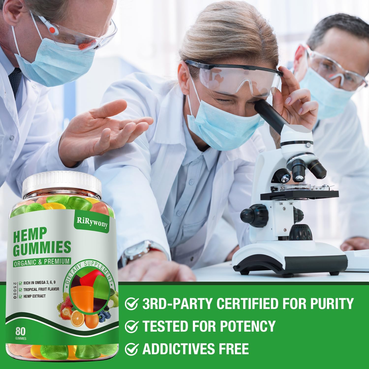 Hemp Gummies (3 Packs), High Potency Edible Gummies Extra Strength Mood Focus Calm Organic Hemp Oil Extract Vegan Bear Gummy - 240 Counts Candy - Image 8