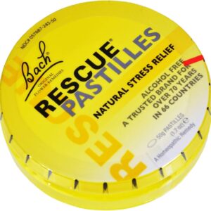 Bach RESCUE PASTILLES, Orange and Elderflower Flavor, Natural Stress Relief Lozenges, Homeopathic Flower Essence, Vegetarian, Gluten & Sugar-Free, Holiday Stocking Stuffer, 35 Count