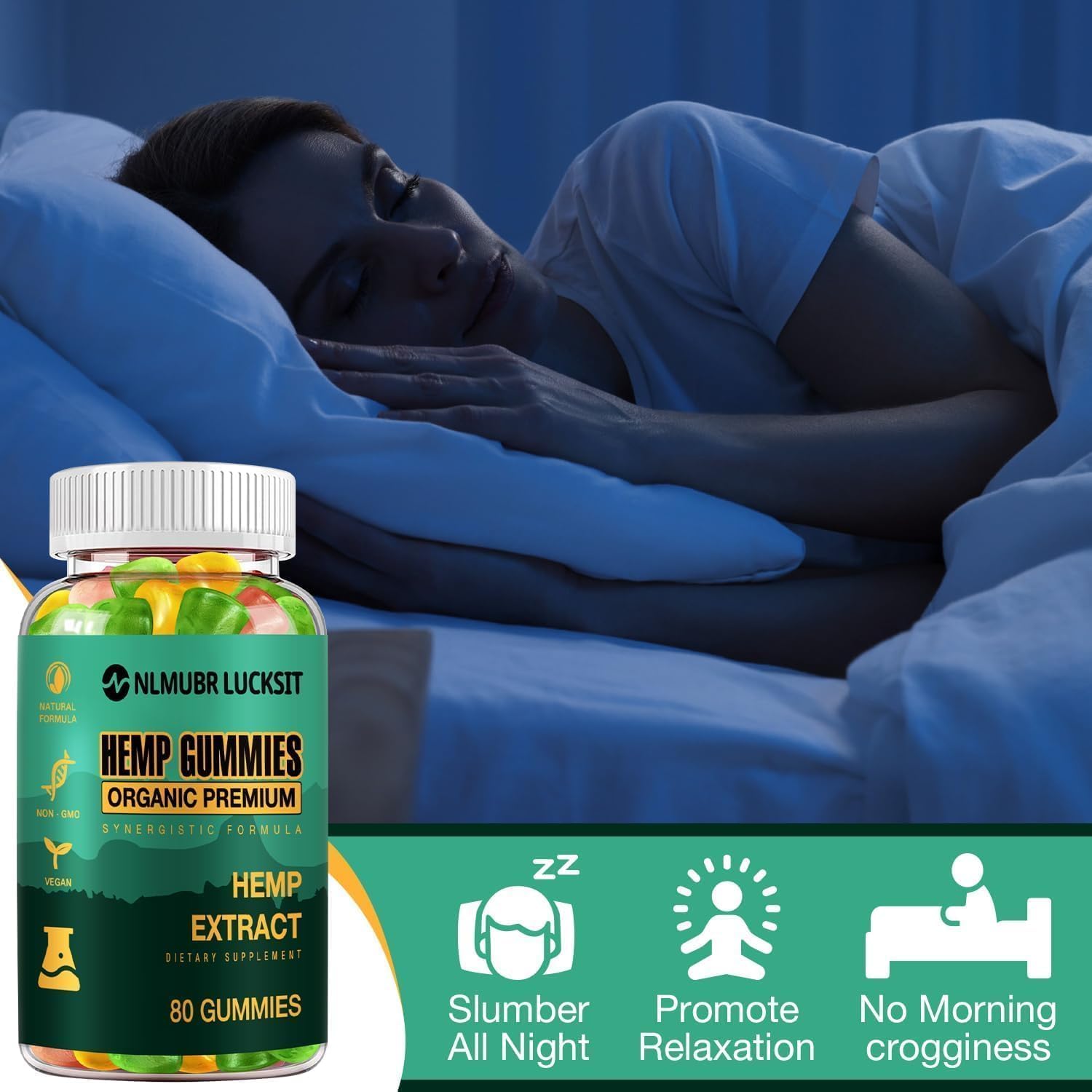 Hemp Gummies for Sleep, Stress, Anxiety, Pain, Relaxes Body & Mind, High Potency Organic Hemp Supplement, Natural Fruity Edible Gummies for Adult (1 Pack) - Image 5