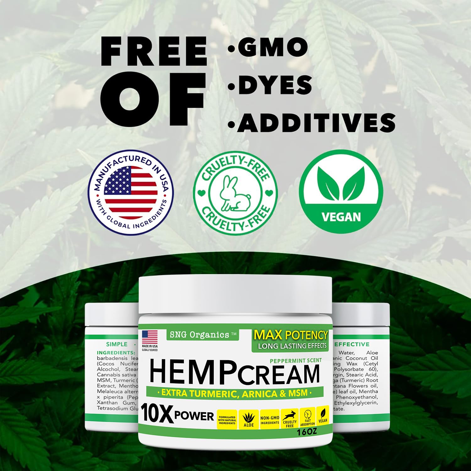 Super Natural Goods Hemp Cream with Hemp Oil, Turmeric, Arnica & Menthol – Botanical Cream with a Cooling Sensation for Localized Application (8oz) - Image 6