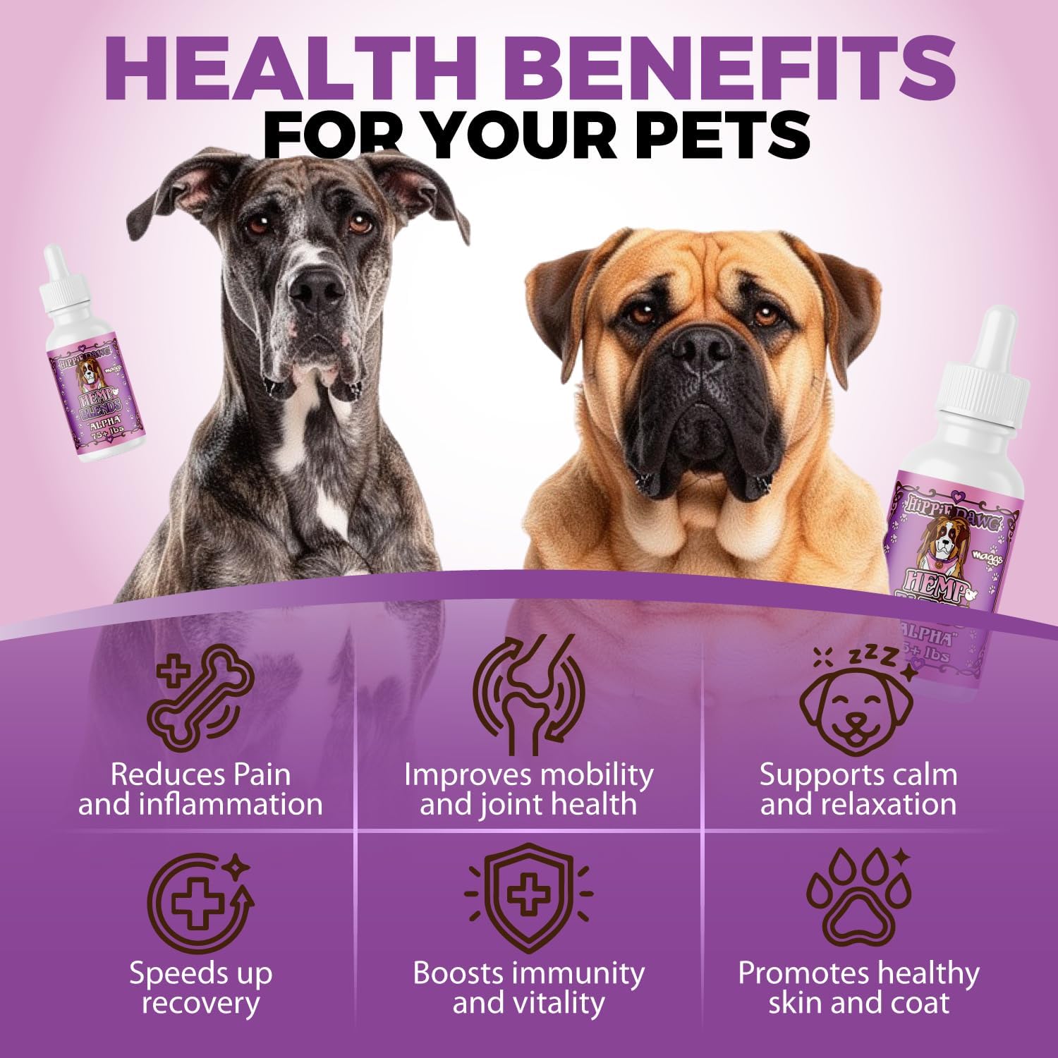 Hippie Dawg Alpha Hemp Oil for Giant Breed Dogs (75+ lbs) - Professional Strength Joint & Mobility Support - High Potency Glucosamine, Hyaluronic Acid & Collagen - 1oz - Image 3
