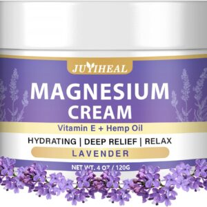 Magnesium Cream – Topical Magnesium Lotion with Lavender, Hemp Seed Oil, Vitamin E & Shea Butter – Relaxation Formula – Safe for Kids & Adults – 4 oz
