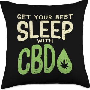 Best Sleep With CBD Vintage Insomnia Hemp Oil Plant Gift Throw Pillow