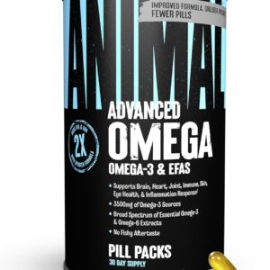 Animal Advanced Omega 3 Fatty Acids - 3500mg EPA DHA Fish Oil Omega 3 Supplement for Women & Men High Potency Blend with CLA GLA ALA for Brain Skin Eye Immune Joint Health 30 Pill Packs
