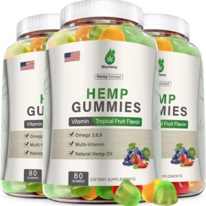 Hemp Gummies for Pain, Sleep, Anxiety (3 Packs) - Hemp Gummy 100% Natural Organic Extra Strength High Potency with Pure Hеmp Oil Extract Vegan Bear Candy