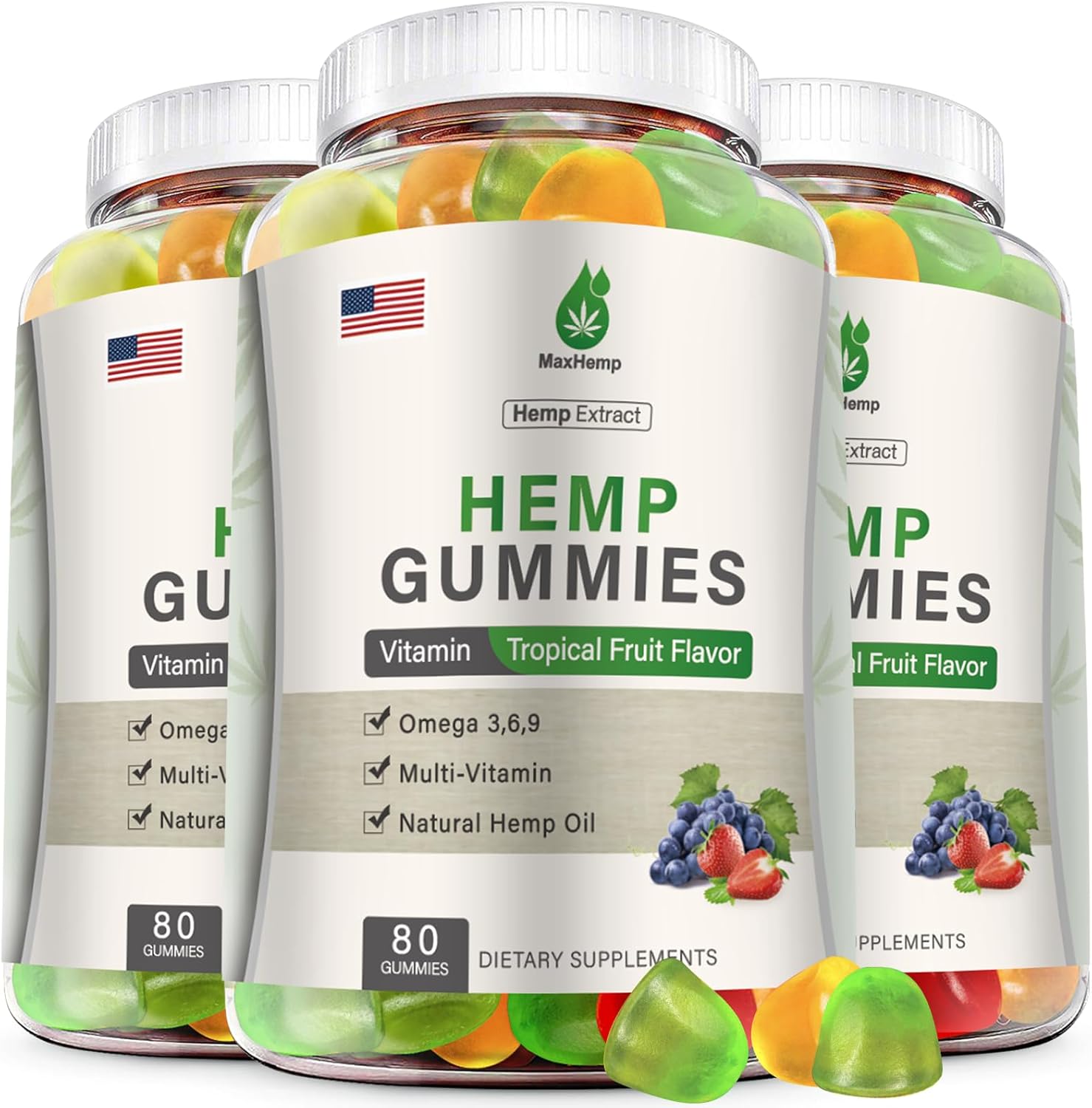 Hemp Gummies for Pain, Sleep, Anxiety (3 Packs) - Hemp Gummy 100% Natural Organic Extra Strength High Potency with Pure Hеmp Oil Extract Vegan Bear Candy
