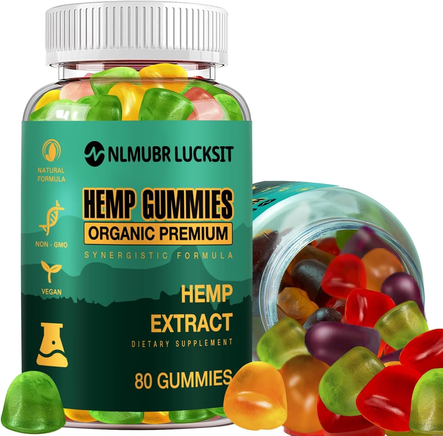 Hemp Gummies for Sleep, Stress, Anxiety, Pain, Relaxes Body & Mind, High Potency Organic Hemp Supplement, Natural Fruity Edible Gummies for Adult (1 Pack)