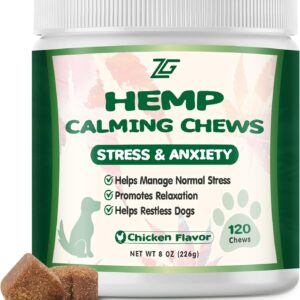Calming Chews for Dogs, Dog Calming Chews - Anxiety Relief Treats - Dog Supplements Helps with Separation, Barking, Stress Relief, Composure, Promote Relaxation - Natural Ingredients