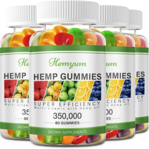 Hemp Gummies 4 Packs - for Sleep, Pain, Anxiety Relief - High Potency Pure Organic Supplement - with Natural Hemp Oil Extract Edible Gummy Vegan, Non-GMO