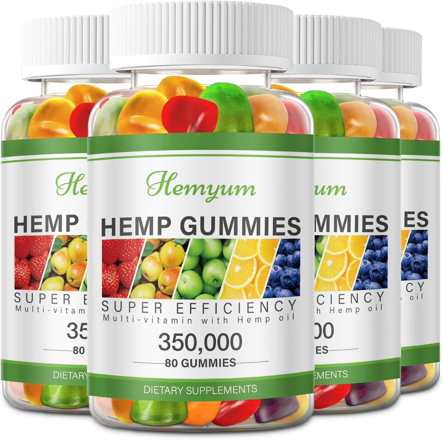 Hemp Gummies 4 Packs - for Sleep, Pain, Anxiety Relief - High Potency Pure Organic Supplement - with Natural Hemp Oil Extract Edible Gummy Vegan, Non-GMO
