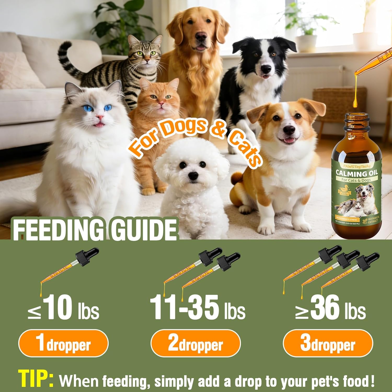 Calming Oil for Dogs & Cats, Relief Stress for Dogs, Reduces Conflict Between Cats Effective Anxiety Relief for Cats 60ml (B) - Image 5
