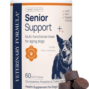 Veterinary Formula Smart Vitality Senior Support Dog Supplements 60ct – Senior Dog Vitamins to Help Promote Mobility, Hip & Joint, Immune Health – Dog Multivitamin with Glucosamine and Chondroitin