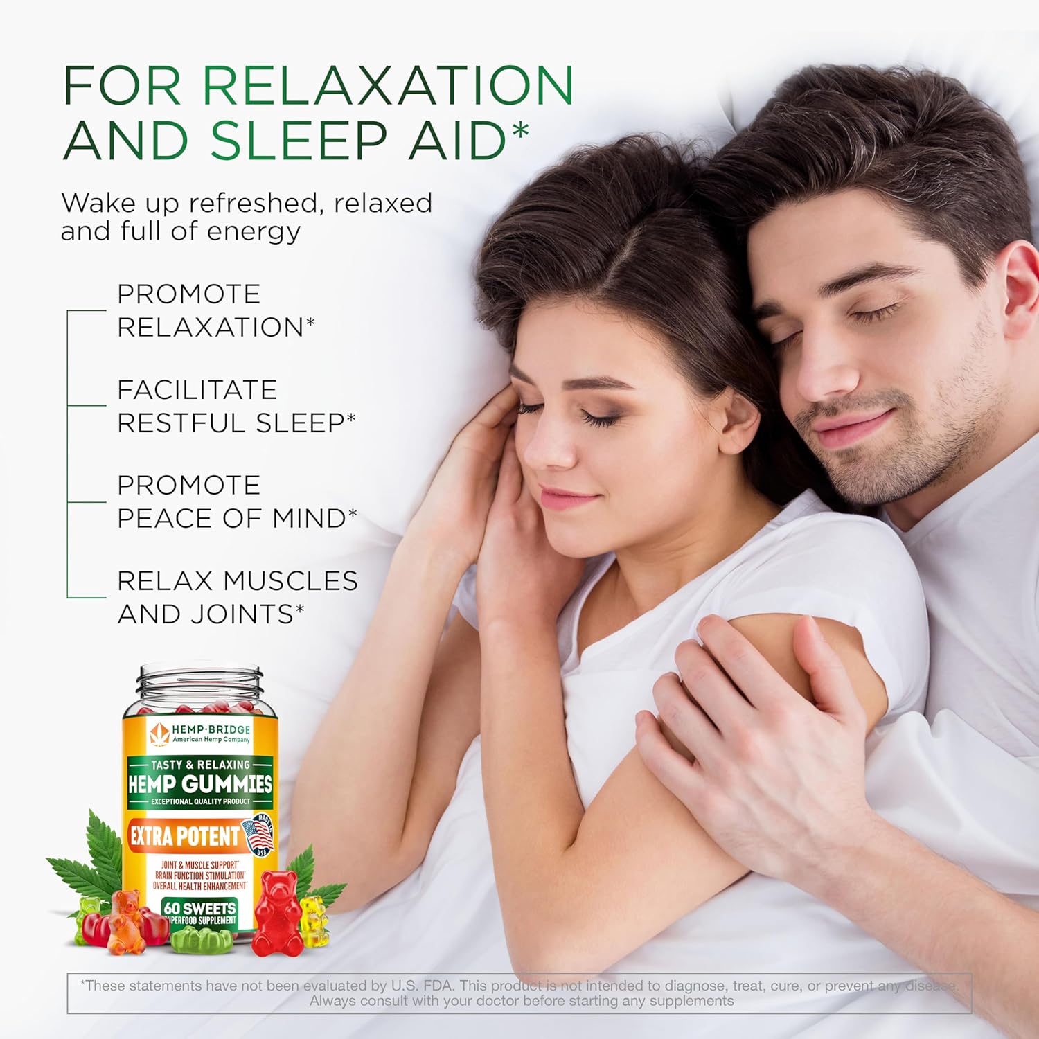 Hemp Gummies for Sleep, Relaxation & Calm - Hemp Oil Gummies with Omega 3 6 9 - Fruity Bear Gummies for Skin, Hair & Nails Support - Made in USA, Non-GMO, 60 Count - Image 6