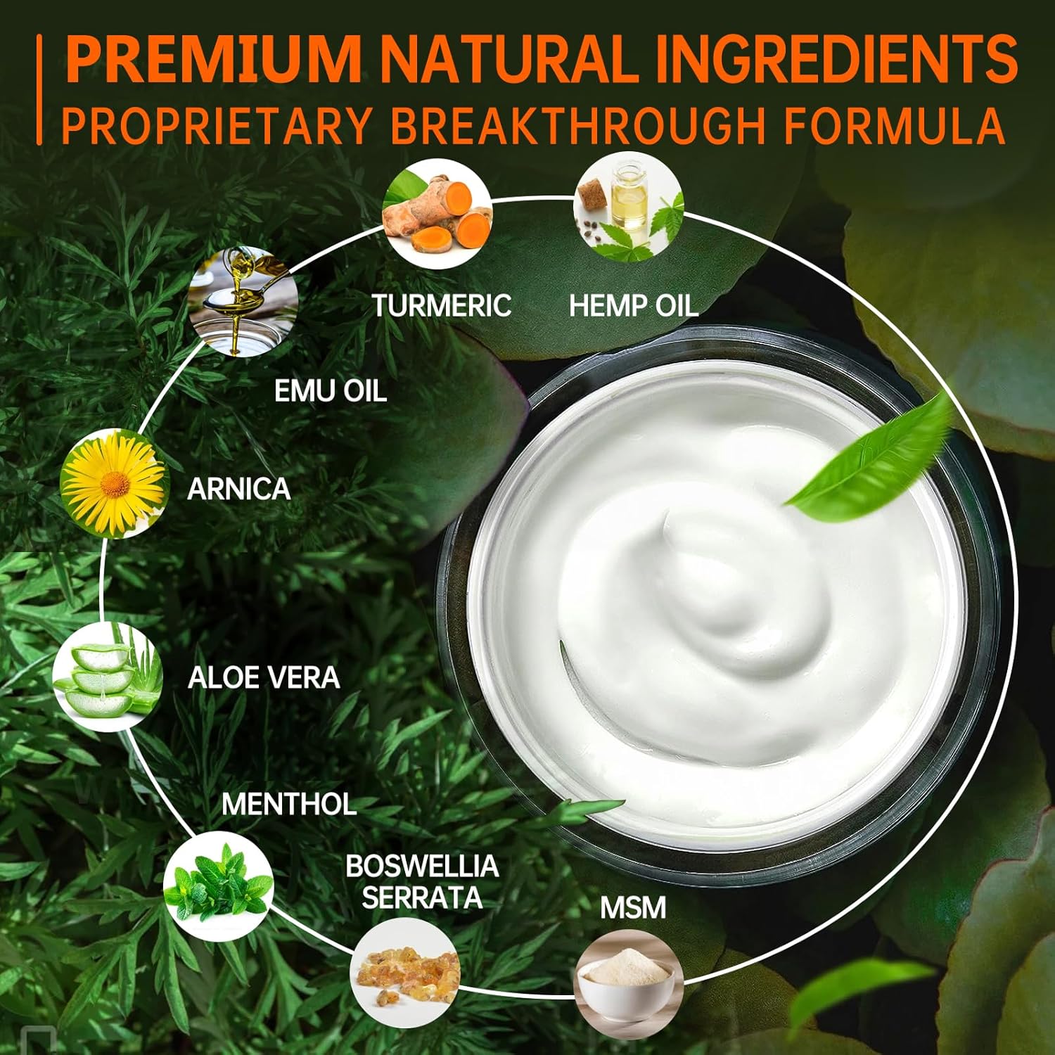 8oz Natural Instant Hemp Cream - Hemp Oil & Arnica, MSM, Turmeric, Menthol, Aloe-Natural Hemp Oil Extract Gel - Image 3