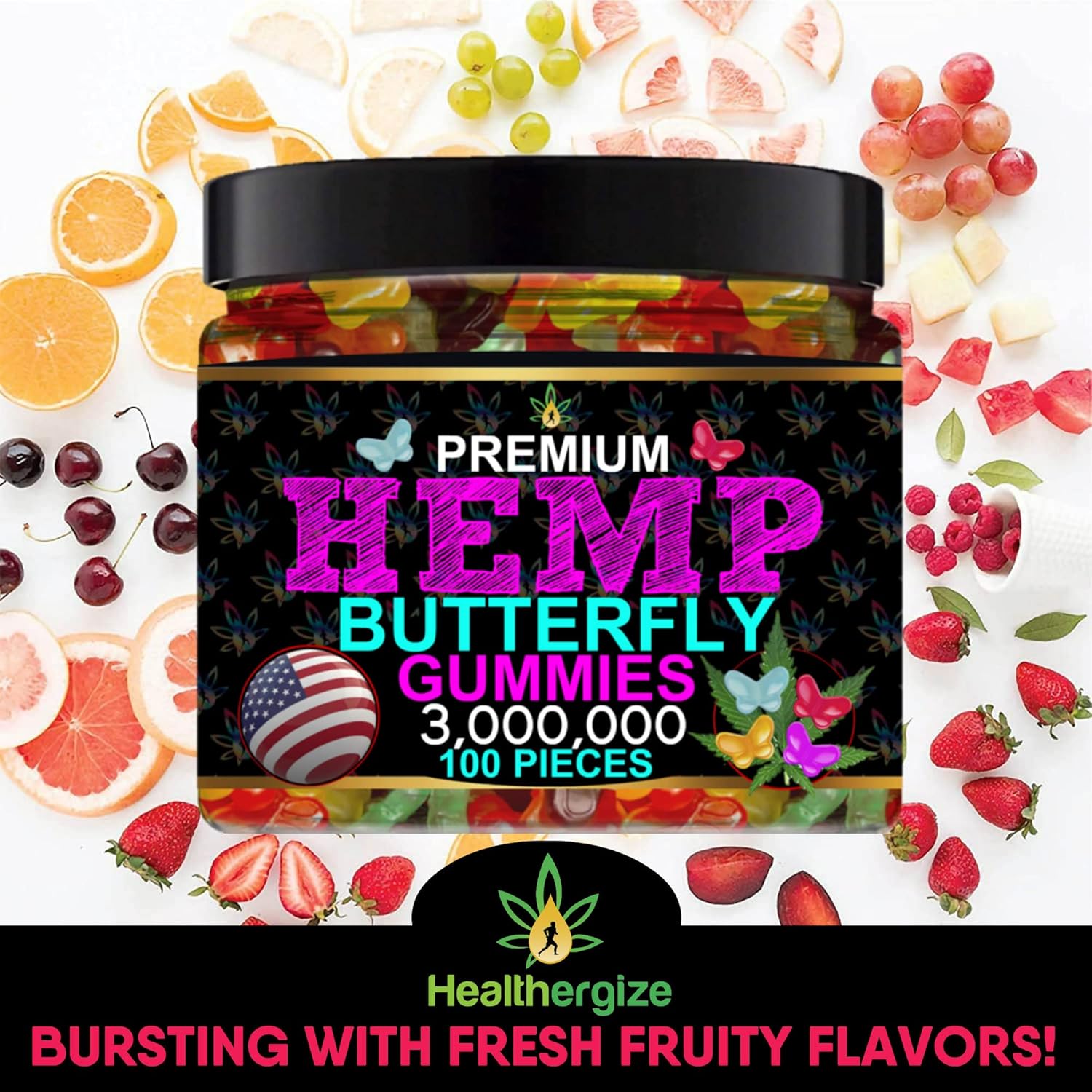 Hemp Gummies For Relaxation And Sleep-Fresh Hemp Oil Gummy Bear Candy Butterfly Shaped-Natural Hempseed Oil-Made In USA-100 Count - Image 4